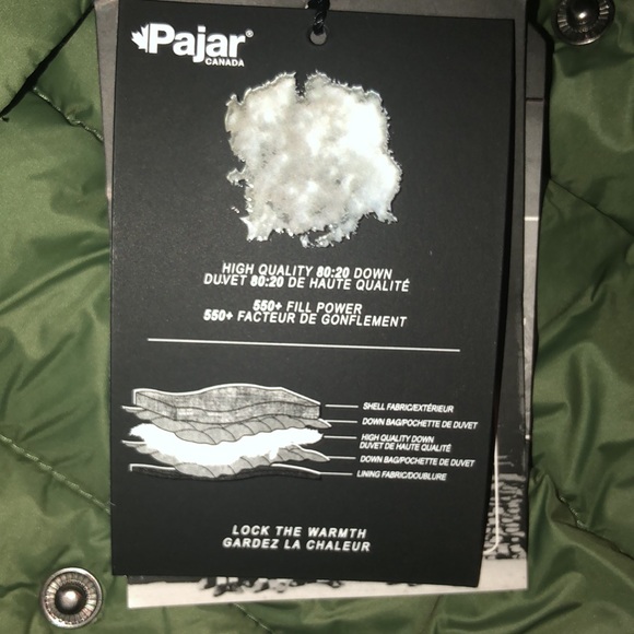 PAJAR CRYSTAL DOWN JACKET COAT 550 FILL MILITARY GREEN TRAVEL COAT - Picture 5 of 14